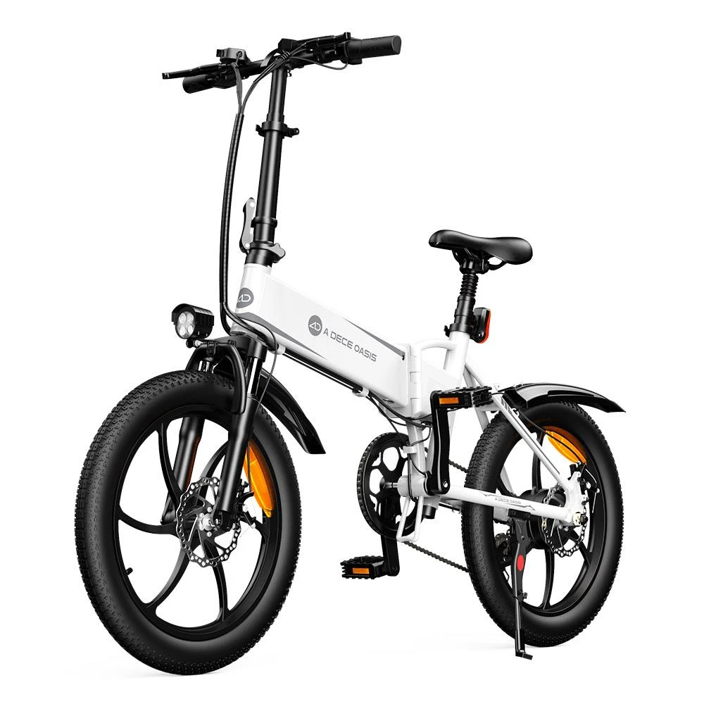 ADO A20+ Electric Folding Bike 20 Inch City Bicycle 250W Hall Brushless Gear DC Motor SHIMANO 7-Speed Rear Derailleur 36V 10.4Ah Removable Battery 25km/h Max Speed Up To 60km Max Range IPX5 Double Shock-absorption Aluminum Alloy Frame - White - Image 4