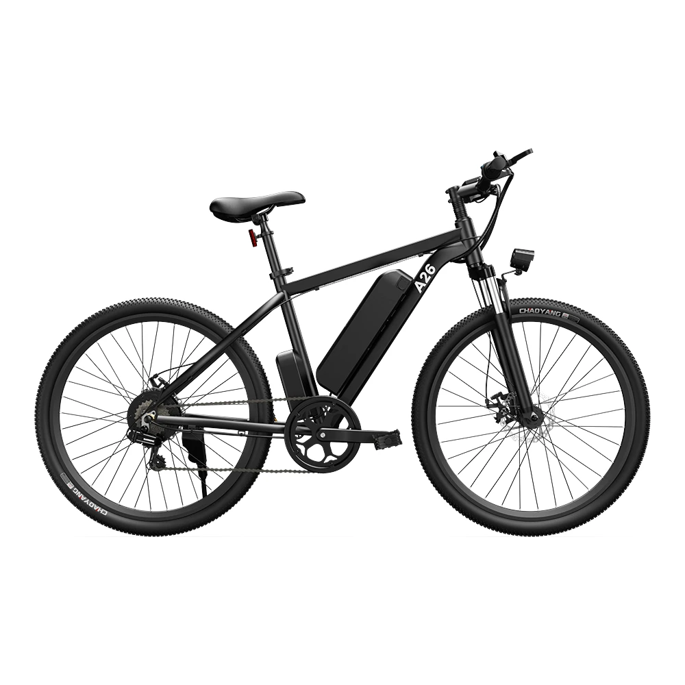 ADO A26 Electric Moped Bike 26 Inch Mountain Bike 500W Hall Brushless Motor SHIMANO 7-Speed Derailleur 36V 12.5Ah Removable Battery 35km/h Max Speed Up To 35km Max Range IPX5 Aluminum Alloy Frame - Black