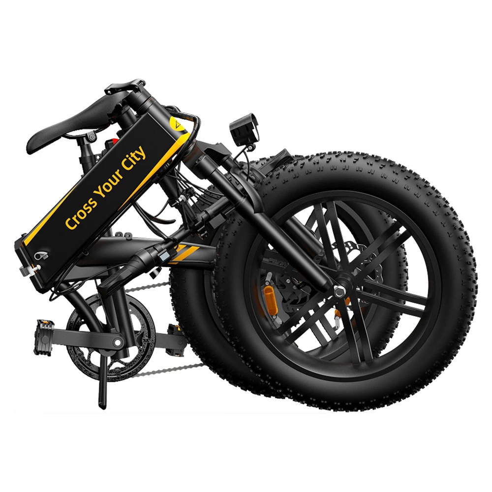 ADO A20F+ International Version Off-road Electric Folding Bike 20*4.0 Inch 500W Brushless DC Motor SHIMANO 7-Speed Rear Derailleur 36V 10.4Ah Removable Battery 25km/h Max Speed Pure Power Up To 50km Range Aluminum Alloy Frame - Black - Image 6