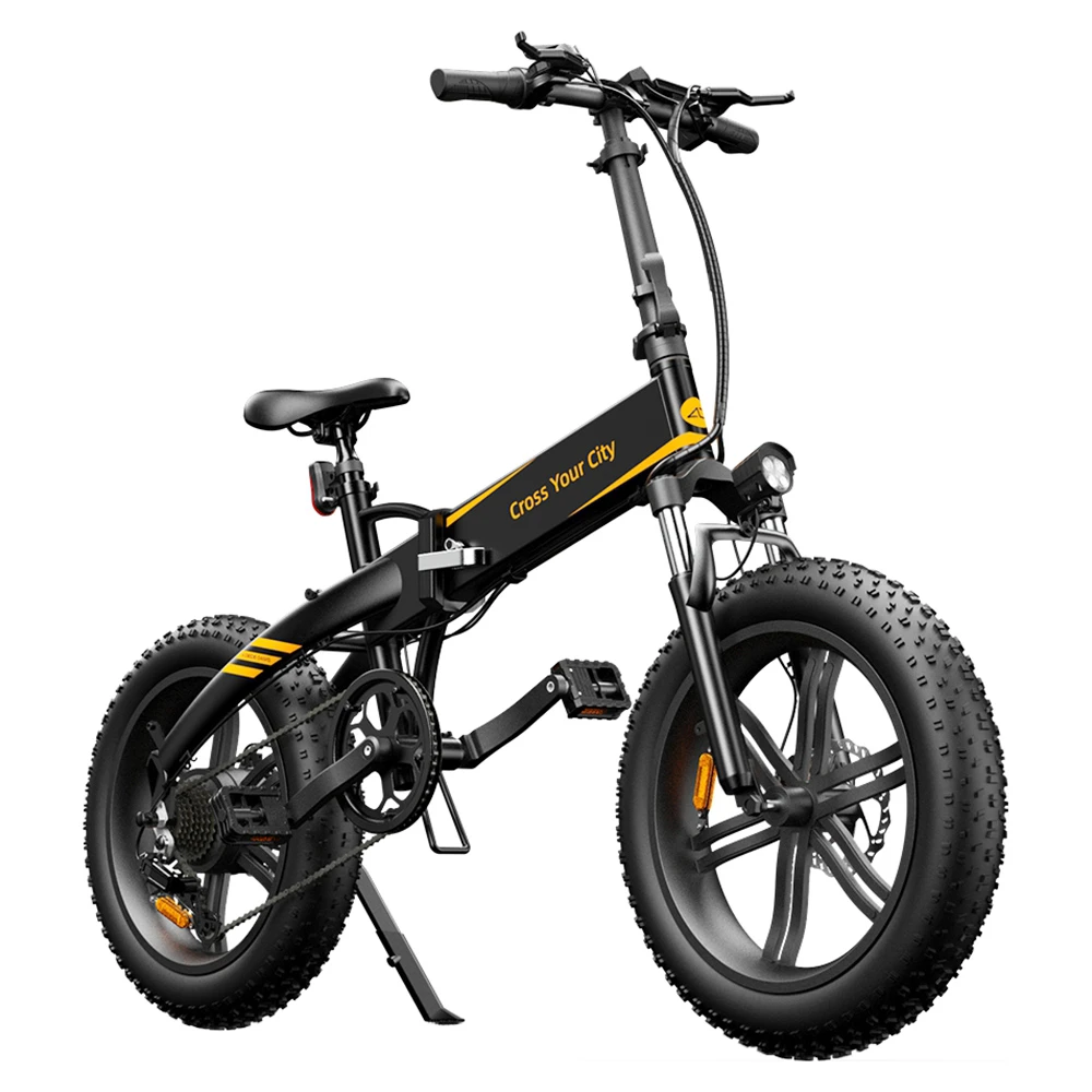 ADO A20F+ International Version Off-road Electric Folding Bike 20*4.0 Inch 500W Brushless DC Motor SHIMANO 7-Speed Rear Derailleur 36V 10.4Ah Removable Battery 25km/h Max Speed Pure Power Up To 50km Range Aluminum Alloy Frame - Black - Image 4