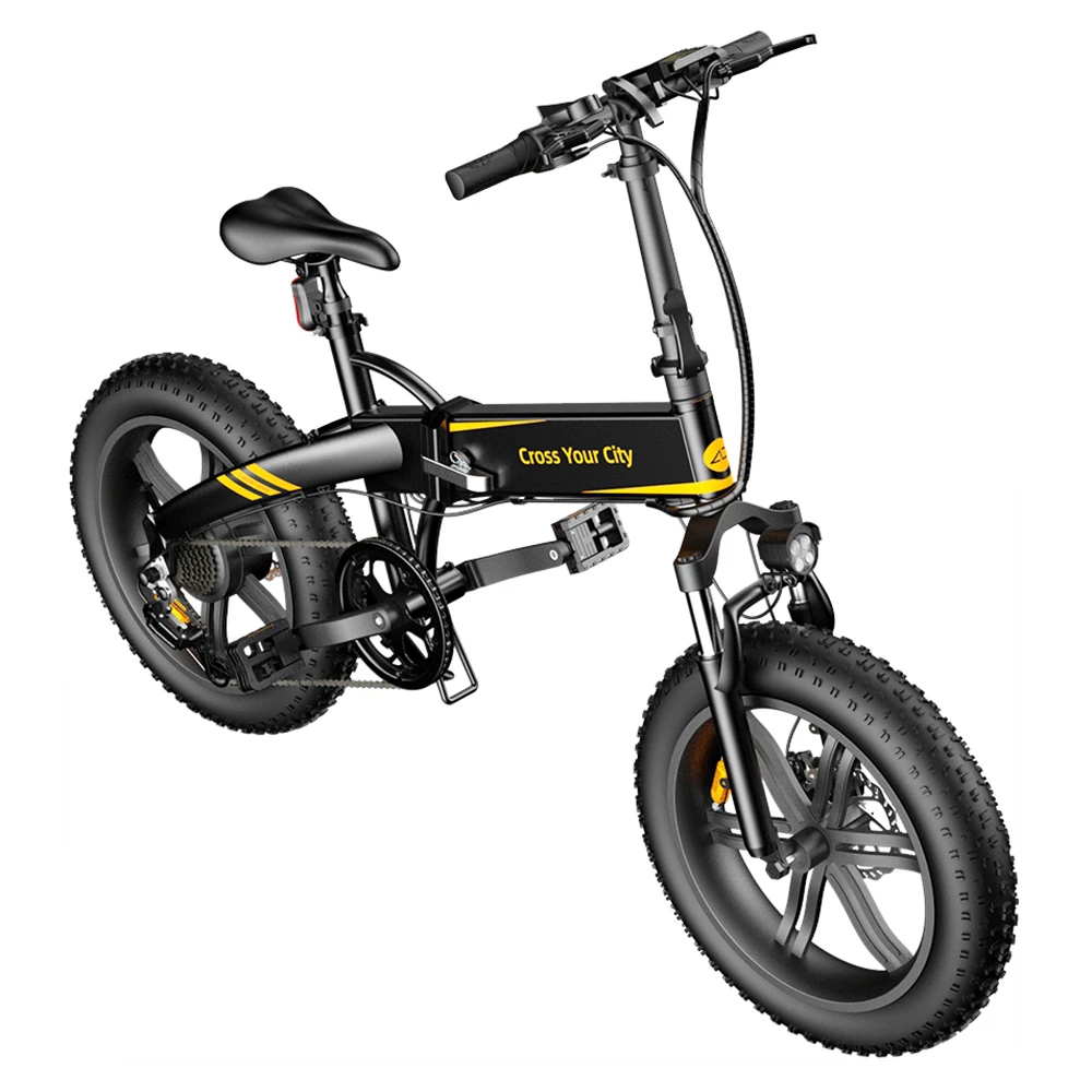 ADO A20F+ International Version Off-road Electric Folding Bike 20*4.0 Inch 500W Brushless DC Motor SHIMANO 7-Speed Rear Derailleur 36V 10.4Ah Removable Battery 25km/h Max Speed Pure Power Up To 50km Range Aluminum Alloy Frame - Black - Image 3