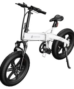 ADO A20F+ Off-road Electric Folding Bike 20*4.0 Inch 250W Brushless DC Motor SHIMANO 7-Speed Rear Derailleur 36V 10.4Ah Removable Battery 25km/h Max Speed Pure Power Up To 50km Range Aluminum Alloy Frame - White