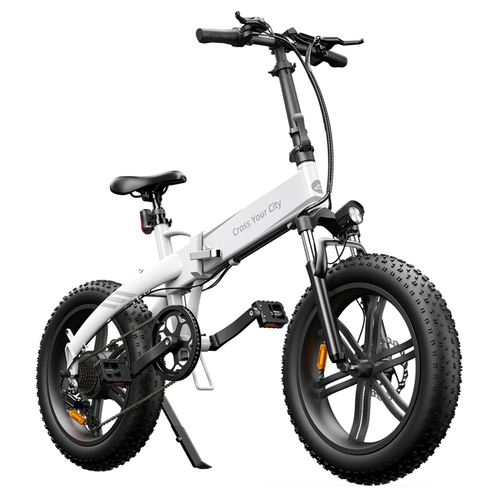 ADO A20F+ International Version Off-road Electric Folding Bike 20*4.0 Inch 500W Brushless DC Motor SHIMANO 7-Speed Rear Derailleur 36V 10.4Ah Removable Battery 25km/h Max Speed Pure Power Up To 50km Range Aluminum Alloy Frame - White - Image 3