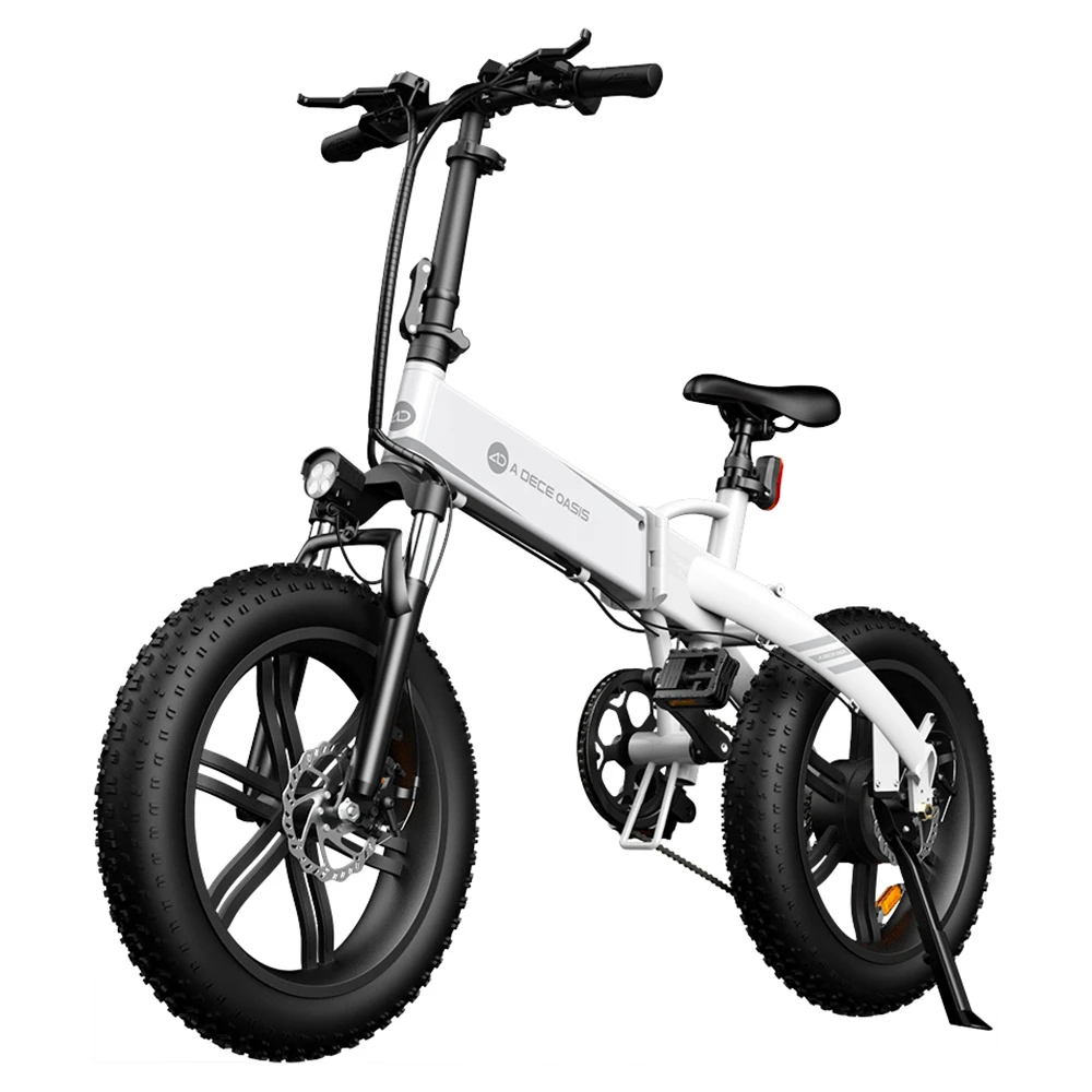 ADO A20F+ Off-road Electric Folding Bike 20*4.0 Inch 250W Brushless DC Motor SHIMANO 7-Speed Rear Derailleur 36V 10.4Ah Removable Battery 25km/h Max Speed Pure Power Up To 50km Range Aluminum Alloy Frame - White - Image 6