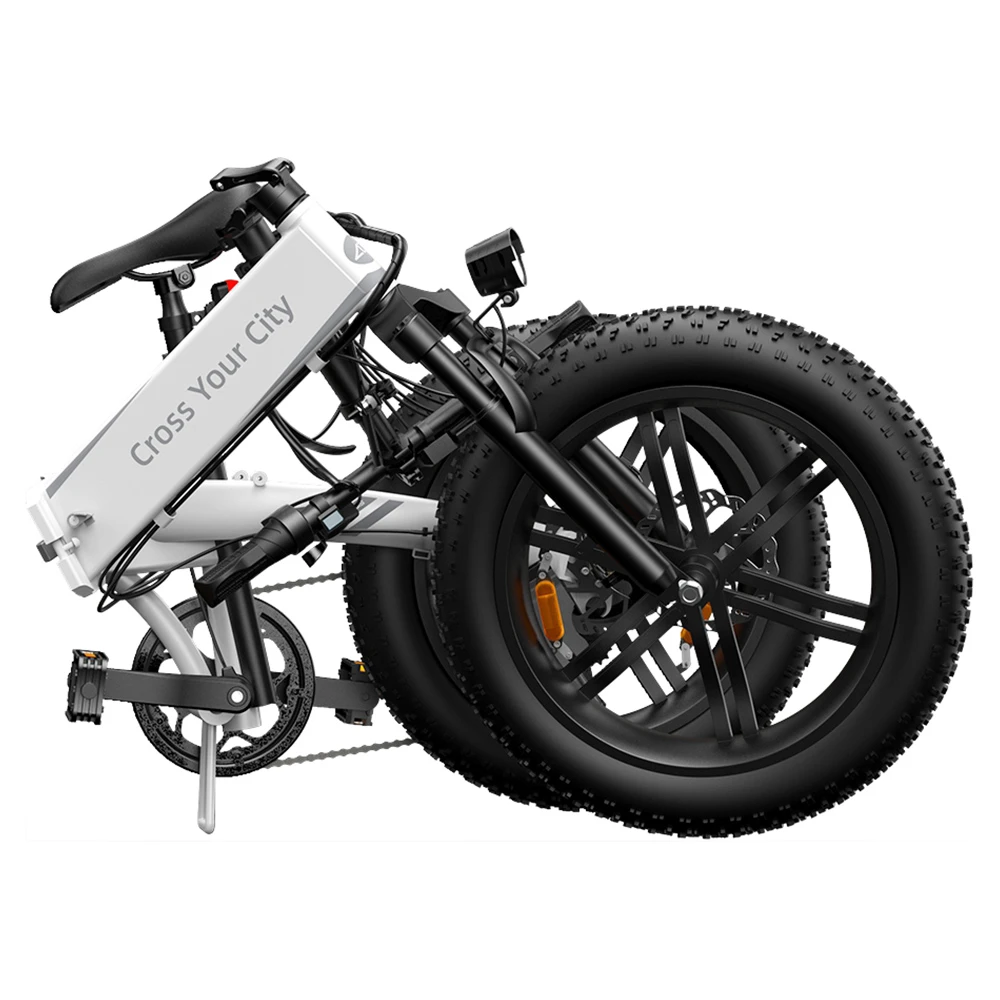 ADO A20F+ International Version Off-road Electric Folding Bike 20*4.0 Inch 500W Brushless DC Motor SHIMANO 7-Speed Rear Derailleur 36V 10.4Ah Removable Battery 25km/h Max Speed Pure Power Up To 50km Range Aluminum Alloy Frame - White - Image 4