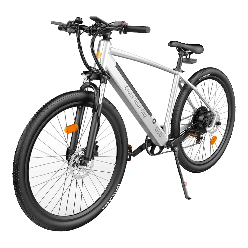 ADO D30C Electric Power Assist Bicycle 36V 10.4Ah Battery 250W Motor 27.5 Inch Tire 25Km/h Max Speed 90KM Mileage Shimano 9-Speed Gear Dual Hydraulic Disc Brakes - White