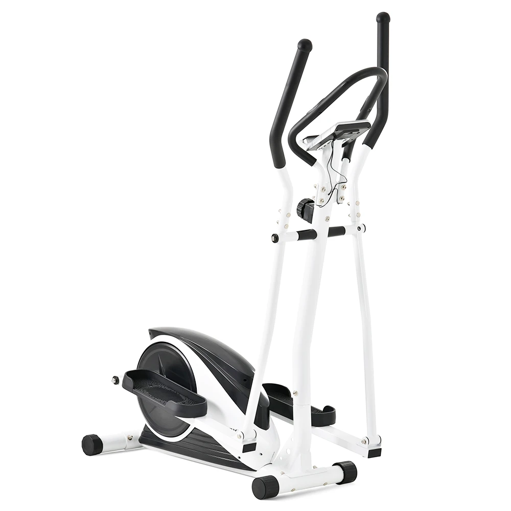 Merax Indoor Ergonomic Exercise Bike Elliptical Machine 8-level Resistance Adjustment Non-slip Pedal LCD Display Maximum Load 120kg - White - Image 4