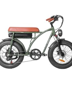 BEZIOR XF001 Retro Electric Bike 20*4.0 Inch Fat Tires 1000W Motor 12.5Ah 48V Battery 45Km/h Max Speed 120kg Max Load Shimano 7-Speed Dual Mechanical Disc Brakes Front & Rear Suspension Fork LCD Display - Green