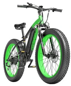 GOGOBEST GF600 Electric Bike 48V 13Ah Battery 1000W Motor 26x4.0 Inch Fat Tire Max Speed 40Km/h 110KM Power-assisted Mileage Range LCD Display IP54 Waterproof Aluminum Alloy Frame Shimano 7-speed Shift - Black Green