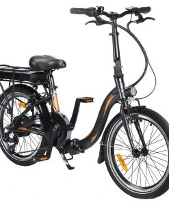 FAFREES 20F054 250W Electric Bike 20 Inch Folding Frame 7-Speed Gears With Removable 10AH Battery LED Light - Black