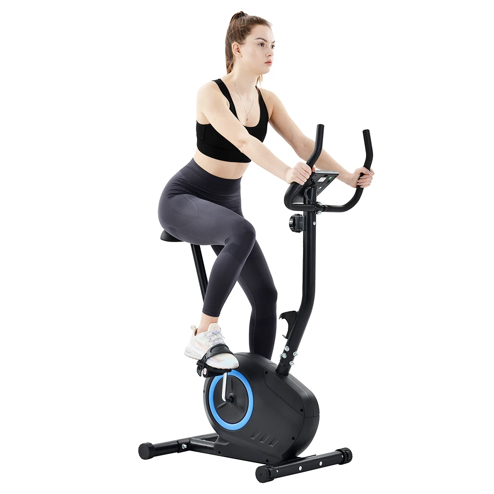 Merax Indoor Ergonomic Exercise Bike Resistance And Height Adjustment LCD Display With Cup Holders Maximum Load 120kg - Blue - Image 6