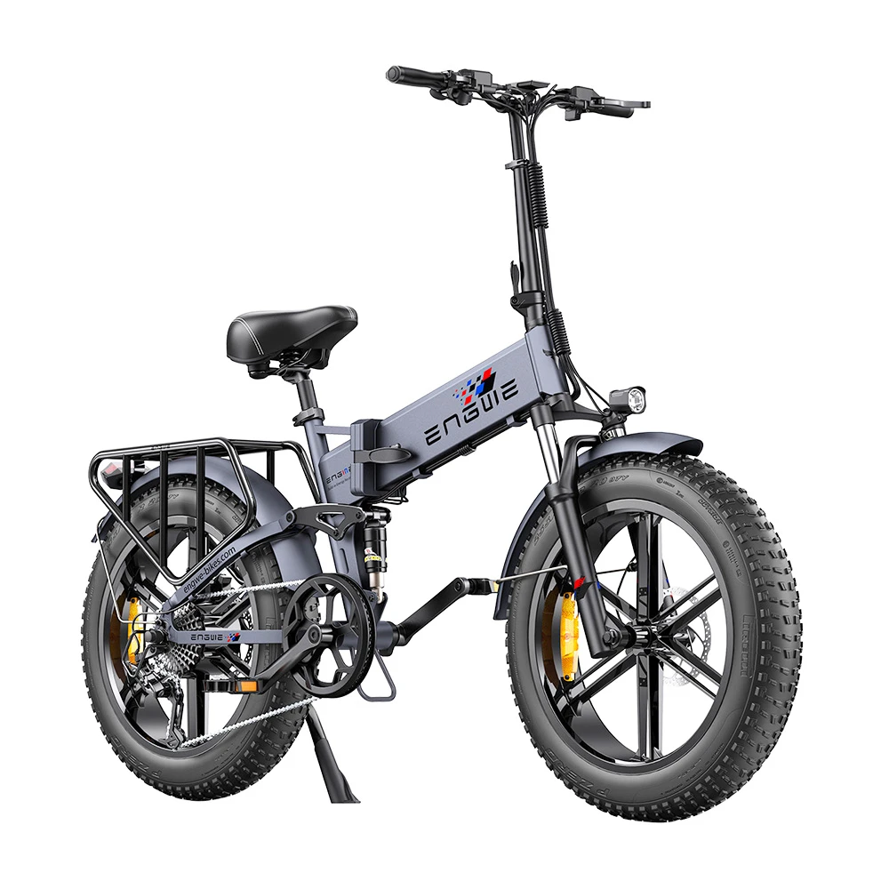 2PCS ENGWE ENGINE Pro Folding Electric Bike 20*4.0 Inch Fat Tire 750W Brushless Motor 48V 16Ah Battery 45Km/h Max Speed Up To 120KM Range 8 Speed System LCD Smart Display Hydraulic Disc Brakes Mountain Bicycle - Gray - Image 2