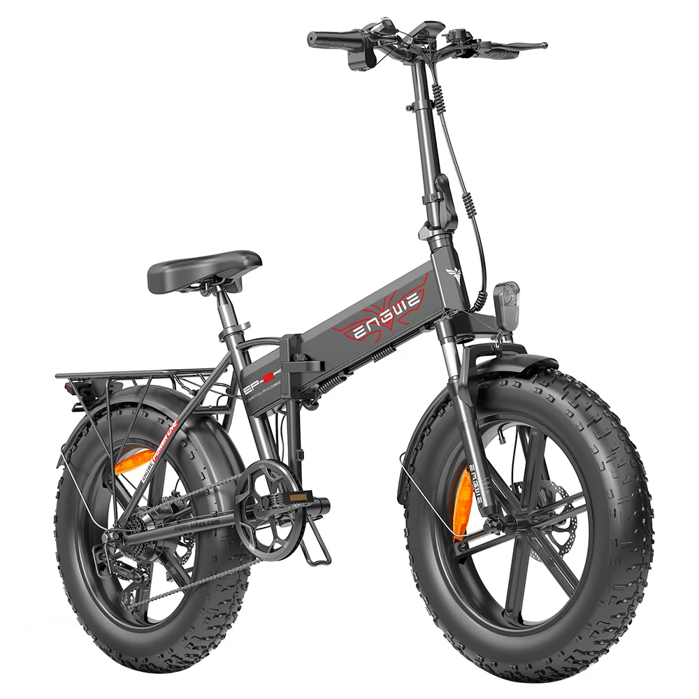 2PCS ENGWE EP-2 Pro Electric Bicycle 20 *4.0 Inch Fat Tires 750W Motor 48V 13Ah Battery 35Km/h Max Speed 100KM Range SHIMANO 7 Speed Gears 150KG Max Load Mountain Beach Snow Bicycle Dual Disc Brake Folding Bike - Black - Image 4