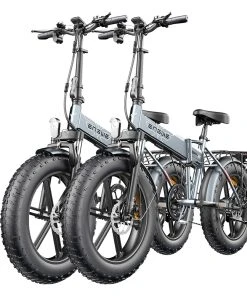 2PCS ENGWE EP-2 Pro Electric Bicycle 20 *4.0 Inch Fat Tires 750W Motor 48V 13Ah Battery 35Km/h Max Speed 100KM Range SHIMANO 7 Speed Gears 150KG Max Load Mountain Beach Snow Bicycle Dual Disc Brake Folding Bike - Gray