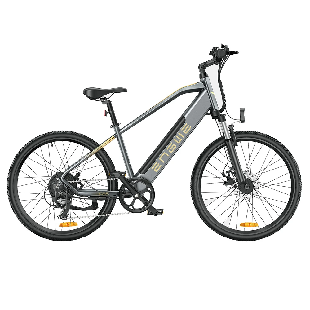 ENGWE P26 Mountain Bike 26 Inch Tire 48V 500W Motor 40Km/h Max Speed 13.6Ah Battery 86KM Range Shimano 7-Speed Gear Front Suspension Electric Bike - Grey
