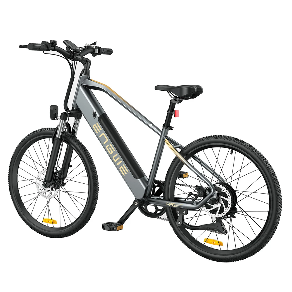 ENGWE P26 Mountain Bike 26 Inch Tire 48V 500W Motor 40Km/h Max Speed 13.6Ah Battery 86KM Range Shimano 7-Speed Gear Front Suspension Electric Bike - Grey - Image 2