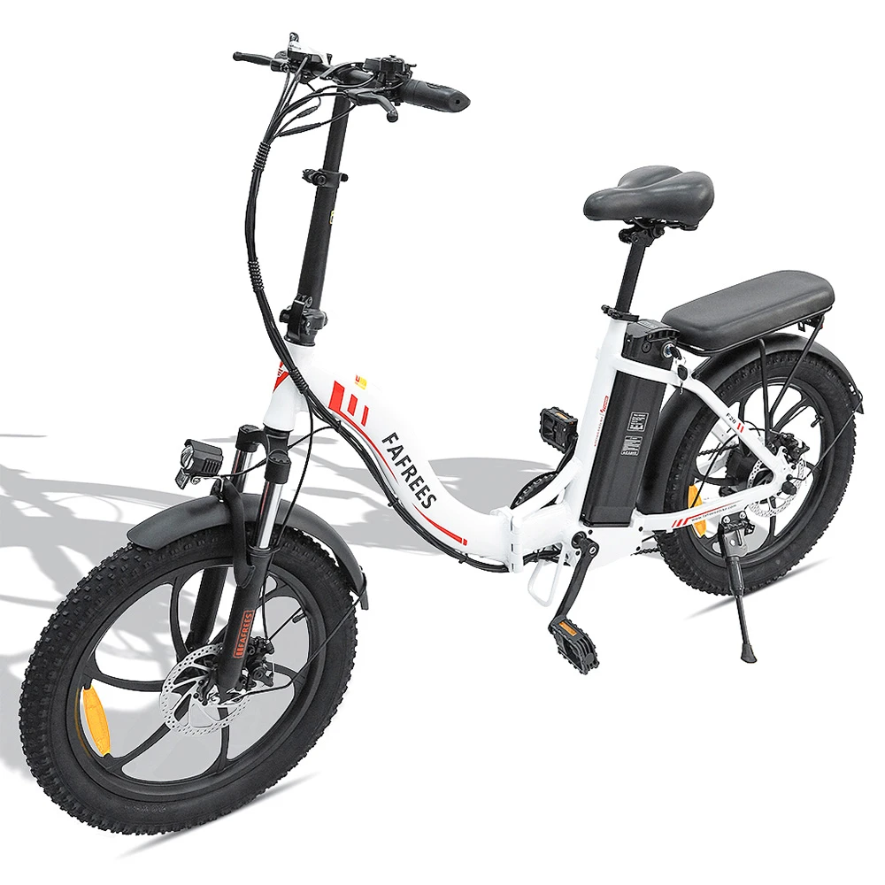 FAFREES F20 Electric Bike 20 Inch Folding Frame E-bike 7-Speed Gears With Removable 15AH Lithium Battery - White - Image 3