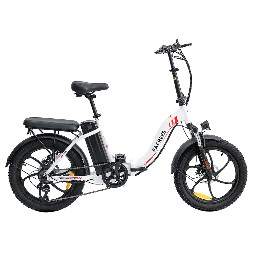 FAFREES F20 Electric Bike 20 Inch Folding Frame E-bike 7-Speed Gears With Removable 15AH Lithium Battery - White
