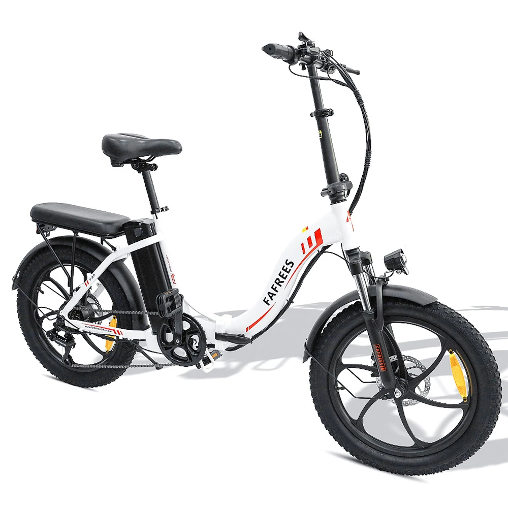FAFREES F20 Electric Bike 20 Inch Folding Frame E-bike 7-Speed Gears With Removable 15AH Lithium Battery - White - Image 2