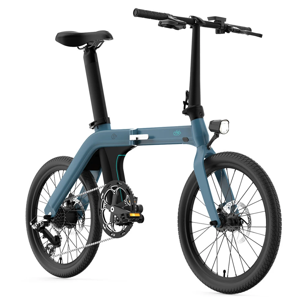 FIIDO D11 Folding Electric Moped Bicycle 20 Inches Tire 25km/h Max Speed Three Modes 11.6AH Lithium Battery 100km Range Adjustable Seat Dual Disc Brakes With LCD Display For Adults Teenagers + Mudguards - Blue - Image 4