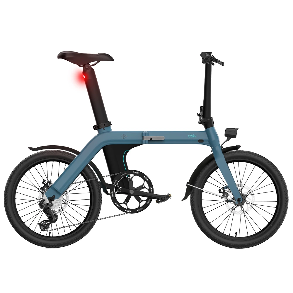 FIIDO D11 Folding Electric Moped Bicycle 20 Inches Tire 25km/h Max Speed Three Modes 11.6AH Lithium Battery 100km Range Adjustable Seat Dual Disc Brakes With LCD Display For Adults Teenagers + Mudguards - Blue - Image 3