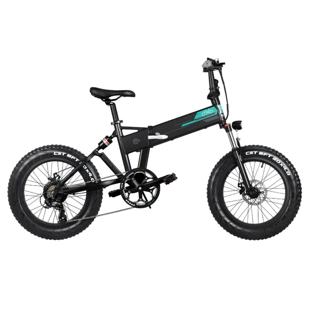 FIIDO M1 Pro Folding Electric Mountain Bike 20" Wheels 4 Inch Fat Wide Tires 500W Motor Shimano 7 Speed Derailleur 12.8Ah Lithium Battery Max Speed 40km/h Three Riding Modes Dual Disc Brake LCD Display 130KM Mileage Range - Black