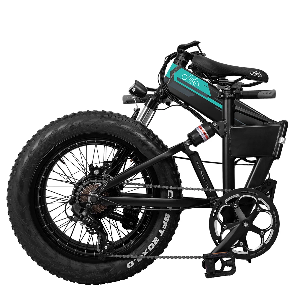 FIIDO M1 Pro Folding Electric Mountain Bike 20" Wheels 4 Inch Fat Wide Tires 500W Motor Shimano 7 Speed Derailleur 12.8Ah Lithium Battery Max Speed 40km/h Three Riding Modes Dual Disc Brake LCD Display 130KM Mileage Range - Black - Image 3