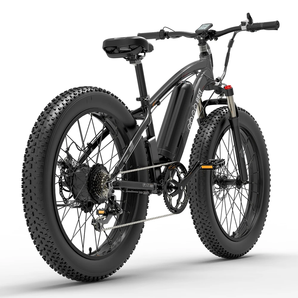 GOGOBEST GF600 Electric Bike 48V 13Ah Battery 1000W Motor 26x4.0 Inch Fat Tire Aluminum Alloy Frame Shimano 7-speed Shift Max Speed 40km/h 110KM Power-assisted Mileage Range LCD Display IP54 Waterproof - Black Grey - Image 2