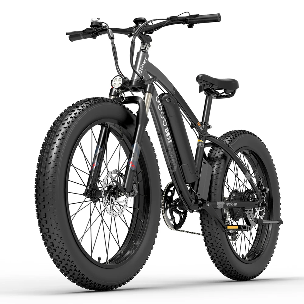 GOGOBEST GF600 Electric Bike 48V 13Ah Battery 1000W Motor 26x4.0 Inch Fat Tire Aluminum Alloy Frame Shimano 7-speed Shift Max Speed 40km/h 110KM Power-assisted Mileage Range LCD Display IP54 Waterproof - Black Grey - Image 3