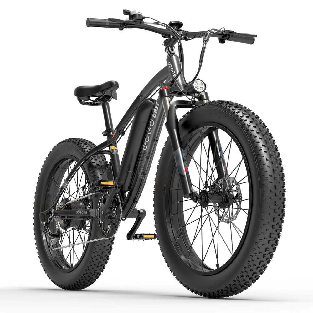 GOGOBEST GF600 Electric Bike 48V 13Ah Battery 1000W Motor 26x4.0 Inch Fat Tire Aluminum Alloy Frame Shimano 7-speed Shift Max Speed 40km/h 110KM Power-assisted Mileage Range LCD Display IP54 Waterproof - Black Grey - Image 4