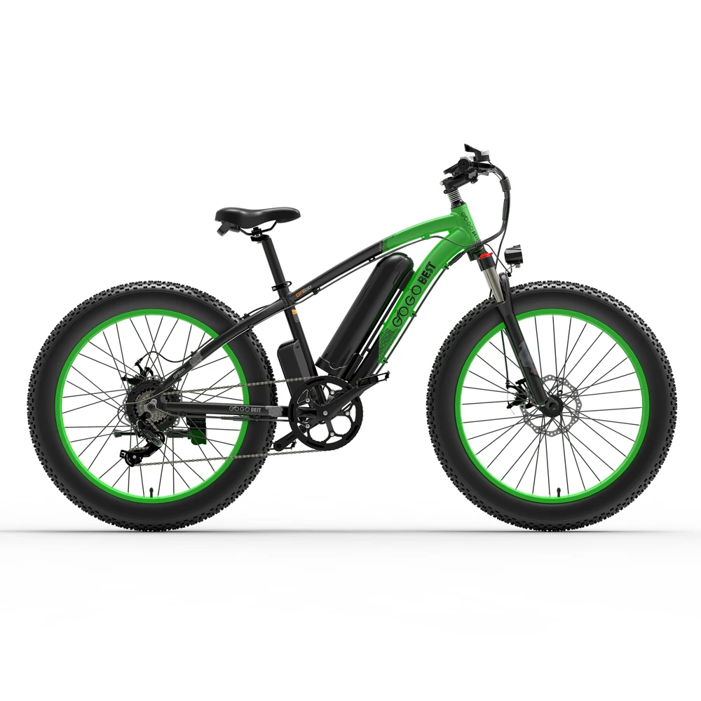 GOGOBEST GF600 Electric Bike 48V 13Ah Battery 1000W Motor 26x4.0 Inch Fat Tire Aluminum Alloy Frame Shimano 7-speed Shift Max Speed 40km/h 110KM Power-assisted Mileage Range LCD Display IP54 Waterproof - Black Green - Image 2