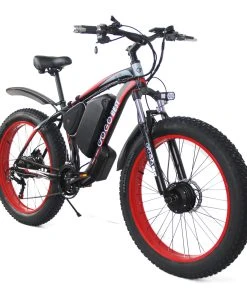 GOGOBEST GF700 26*4.0 Fat Tire Electric Mountain Bike 17.5Ah Battery 500W Dual-Motor 6061 Aluminum Alloy Frame Max Speed 50km/h 70KM Power-assisted Range IP54 Hydraulic Disc Brake MTB Load 200kg - Black Red