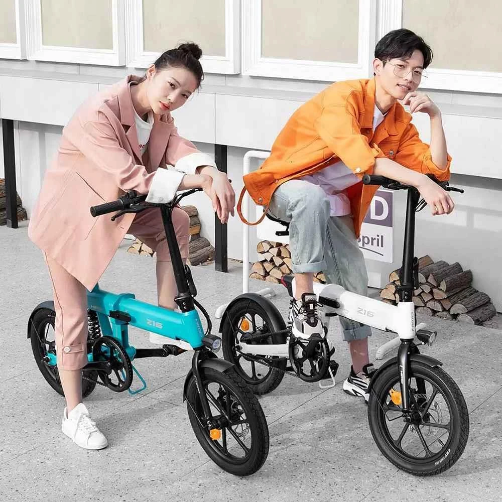 HIMO Z16 Folding Electric Bicycle 16 Inch 250W Motor Up To 80km Range Max Speed 25km/h 10Ah Removable Battery IPX7 Waterproof Smart Display Dual Disc Brake Global Version - White - Image 5