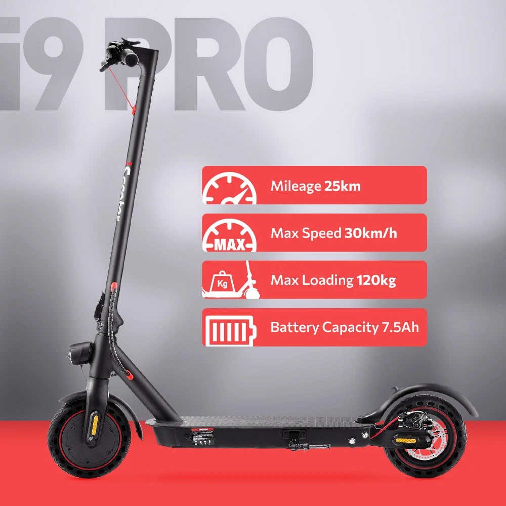 IScooter I9 Pro Folding Electric Scooter 8.5 Inch Honeycomb Tire 350W Motor 7.5Ah Battery 30km/h Max Speed Black - Image 2
