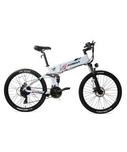 KAISDA K1 26 Inch Folding Electric Moped Folding Bike Mountain Bicycle 500W Motor SHIMANO 7-Speeds Derailleur LCD Display 10.4Ah Battery Max Speed 25km/h Aluminum Alloy Frame - White