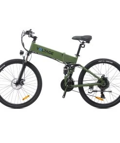 KAISDA K1-V Electric Bike 26 Inch Foldable Mountain Bike 250W Motor 25Km/h Max Speed 36V 10.4Ah Battery 70KM Max Range 120KG Max Load - Army Green