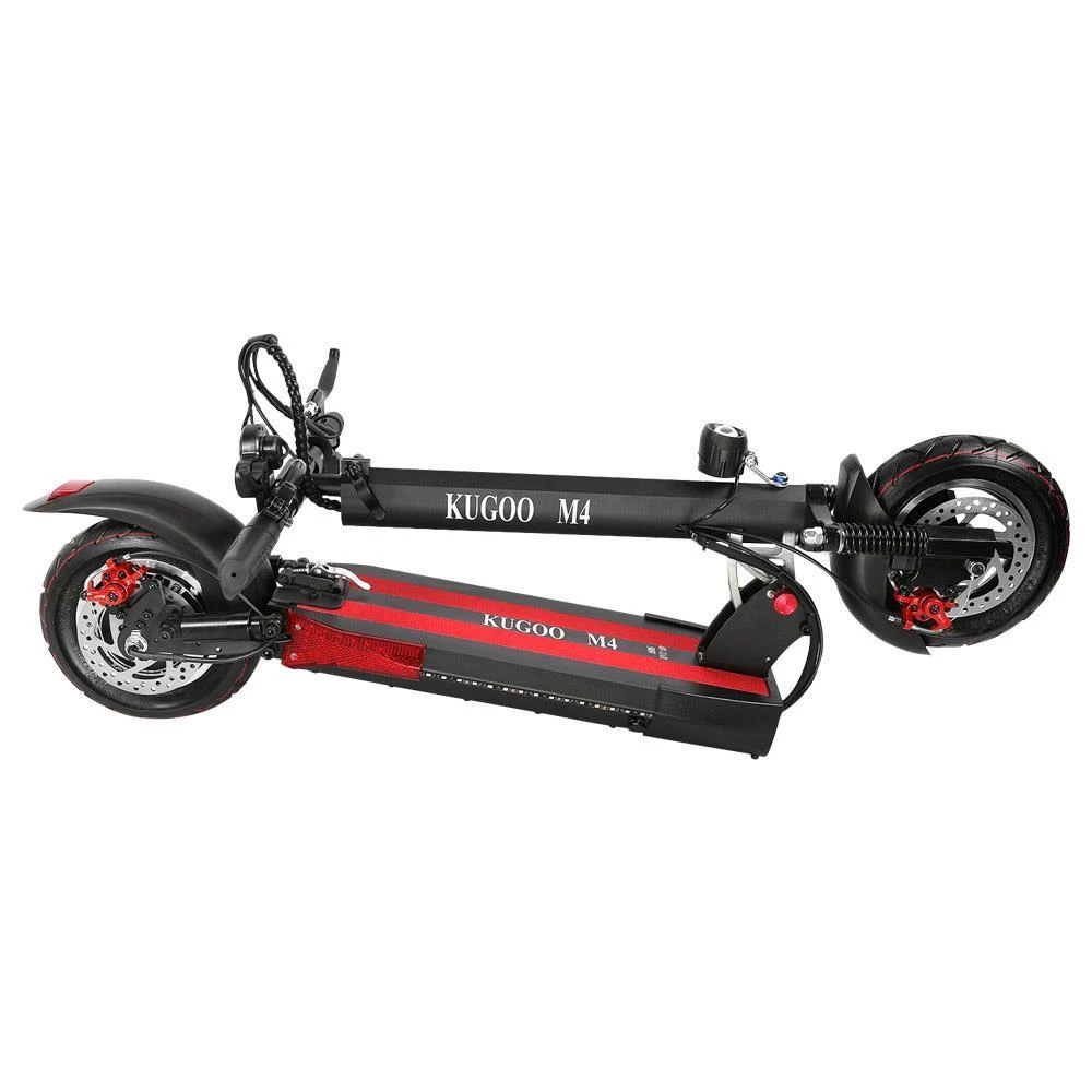 KugooKirin M4 Folding Electric Off Road Scooter 10 Inch Pneumatic Tires 500W Brushless 10Ah Battery Motor 3 Speed Modes Dual Disc Brake Max Speed 45KM/h LED Display 45KM Long Range With Seat - Black - Image 3