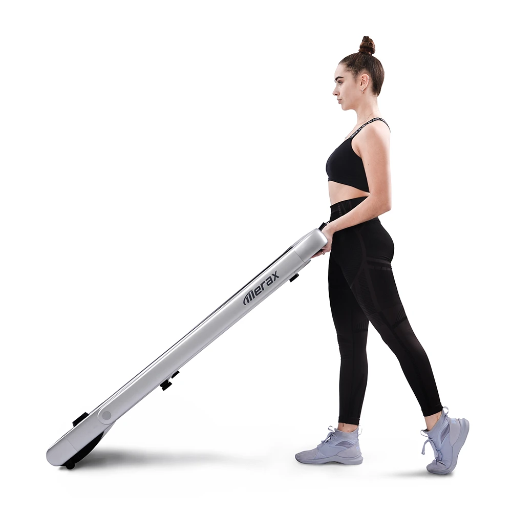 Merax 2.25 HP Electric Folding Treadmill 2-in-1 Running Machine With Remote Control/LED Display Fully Assembled Portable - Silver - Image 4