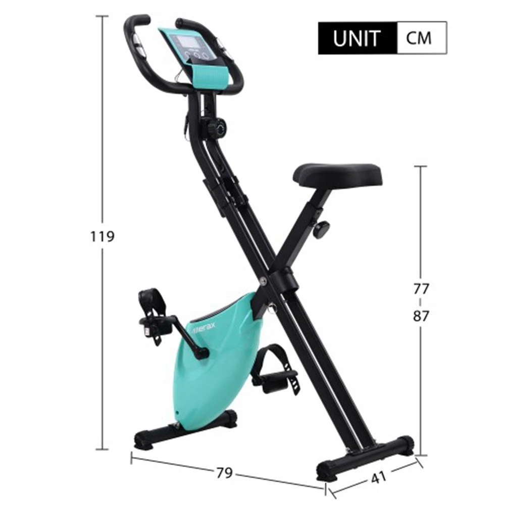 Merax X-Bike Lite Magnetic Foldable Exercise Bike With Padded Seat And LCD Console - Blue - Image 5