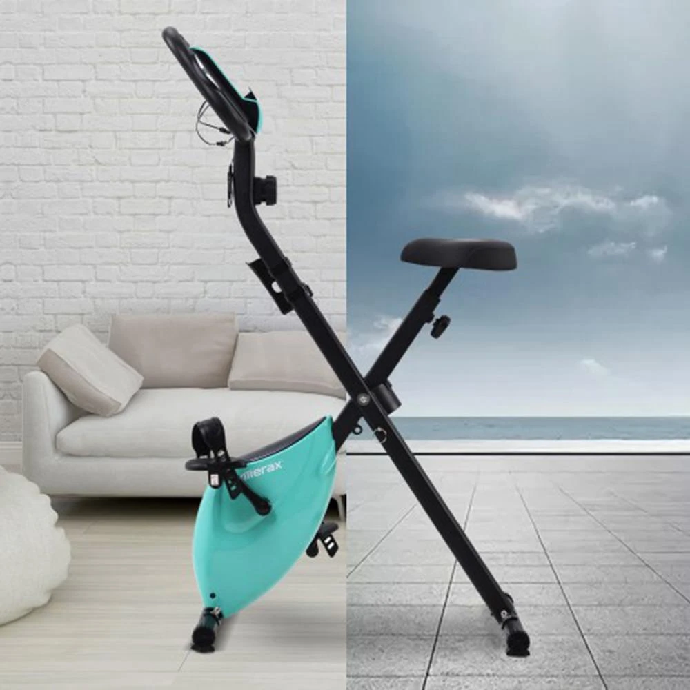 Merax X-Bike Lite Magnetic Foldable Exercise Bike With Padded Seat And LCD Console - Blue - Image 6