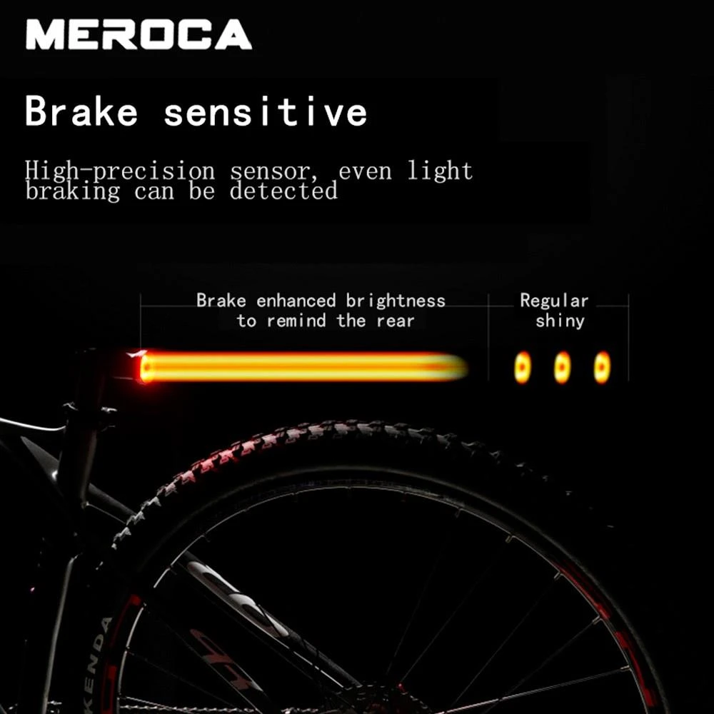 MEROCA WR15 Smart Bike Tail Light Brake Sensing Bicycle Rear Flashlight With 500mAh Battery 7 Light Modes For Saddle - Image 4