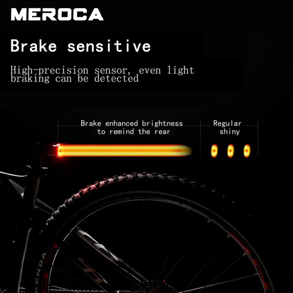 MEROCA WR15 Smart Bike Tail Light Brake Sensing Bicycle Rear Flashlight With 500mAh Battery 7 Light Modes For Seatpost - Image 2