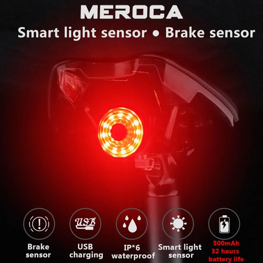 MEROCA WR15 Smart Bike Tail Light Brake Sensing Bicycle Rear Flashlight With 500mAh Battery 7 Light Modes For Seatpost - Image 4