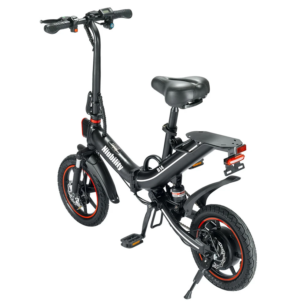 Niubility B14 Electric Moped Folding Bike 14 Inch 15Ah Battery Up To 100KM Mileage Max 25km/h 400W Motor Double Disc Brake - Black - Image 5