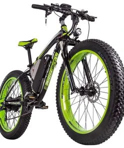 RICH BIT TOP-022 Electric Mountain Bike 26*4.0 Inch Chaoyang Fat Tires 1000W Motor 48V 17AH Battery 35Km/h Max Speed Up To 60km Range Dual Disc Brake LCD Display IP54 Waterproof - Black Green