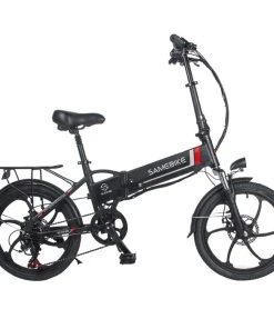 Samebike 20LVXD30 20 Inch Portable Folding Electric Bike 10Ah Battery Shimano 7 Speed Smart Moped Bicycle 350W Motor Max 35km/h Aluminum Alloy LED Front Light Adjustable Heights - Black