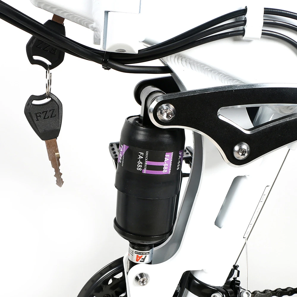 SAMEBIKE LO26 II Smart Folding Electric Moped Bike 500W Motor 10Ah Battery Max 35km/h SHIMANO 21 Gear Pure Electric Mode 35-40km Max Range 26 Inch Magnesium Alloy Rim Wheel - White - Image 5