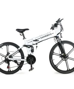 SAMEBIKE LO26 II Smart Folding Electric Moped Bike 500W Motor 10Ah Battery Max 35km/h SHIMANO 21 Gear Pure Electric Mode 35-40km Max Range 26 Inch Magnesium Alloy Rim Wheel - White