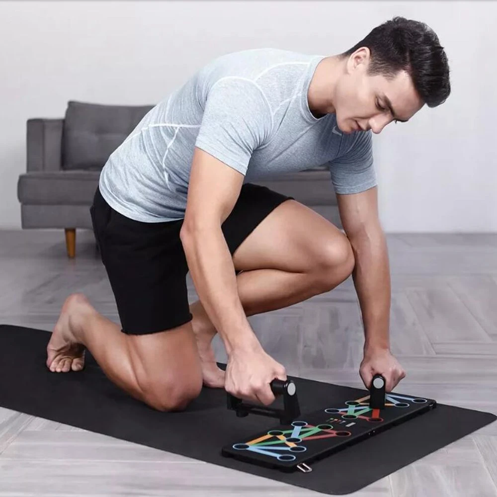 YUNMAI Protable Folding Push-up Support Holder Frosted Handle - Black - Image 6