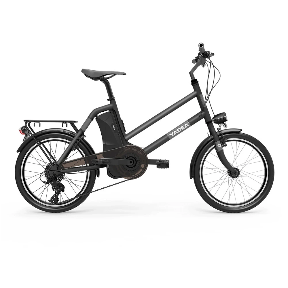 YADEA YT300 20 Inch Touring Electric City Bike 250W OKAWA Mid Drive Motor SHIMANO 7-Speed Rear Derailleur 36V 7.8Ah Removable Battery 25km/h Max Speed Up To 60km Max Range LED Headlight - Black